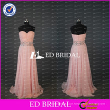 Elegant Sweetheart Ruched bodice Long Chiffon Peach Prom Dress Com faixa frisada